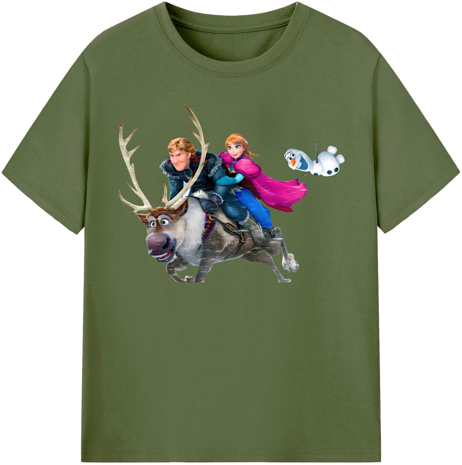 （画像用） アナと雪の女王 アンナ エルサ Frozen Anna Elsa 綿100％半袖Tシャツ（フロントプリント）